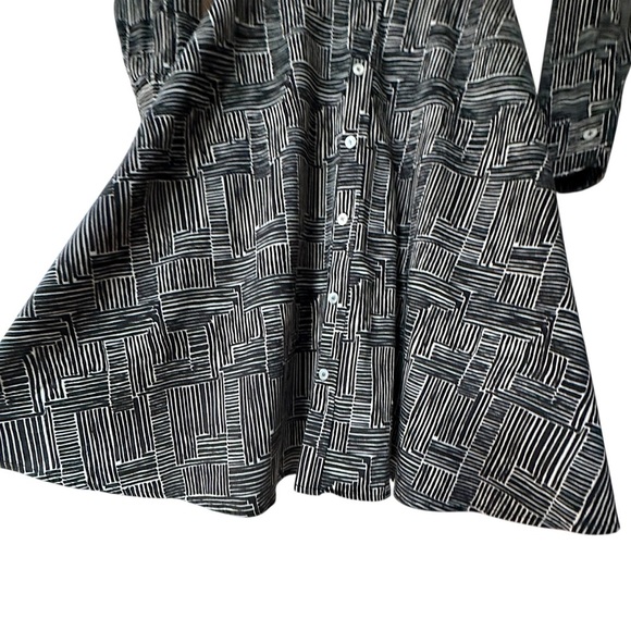SERENA & LILY NWOT BUTTON FRONT “JANE ” SHIRT DRESS BLACK & WHITE | SIZE: 0 - Picture 7 of 12
